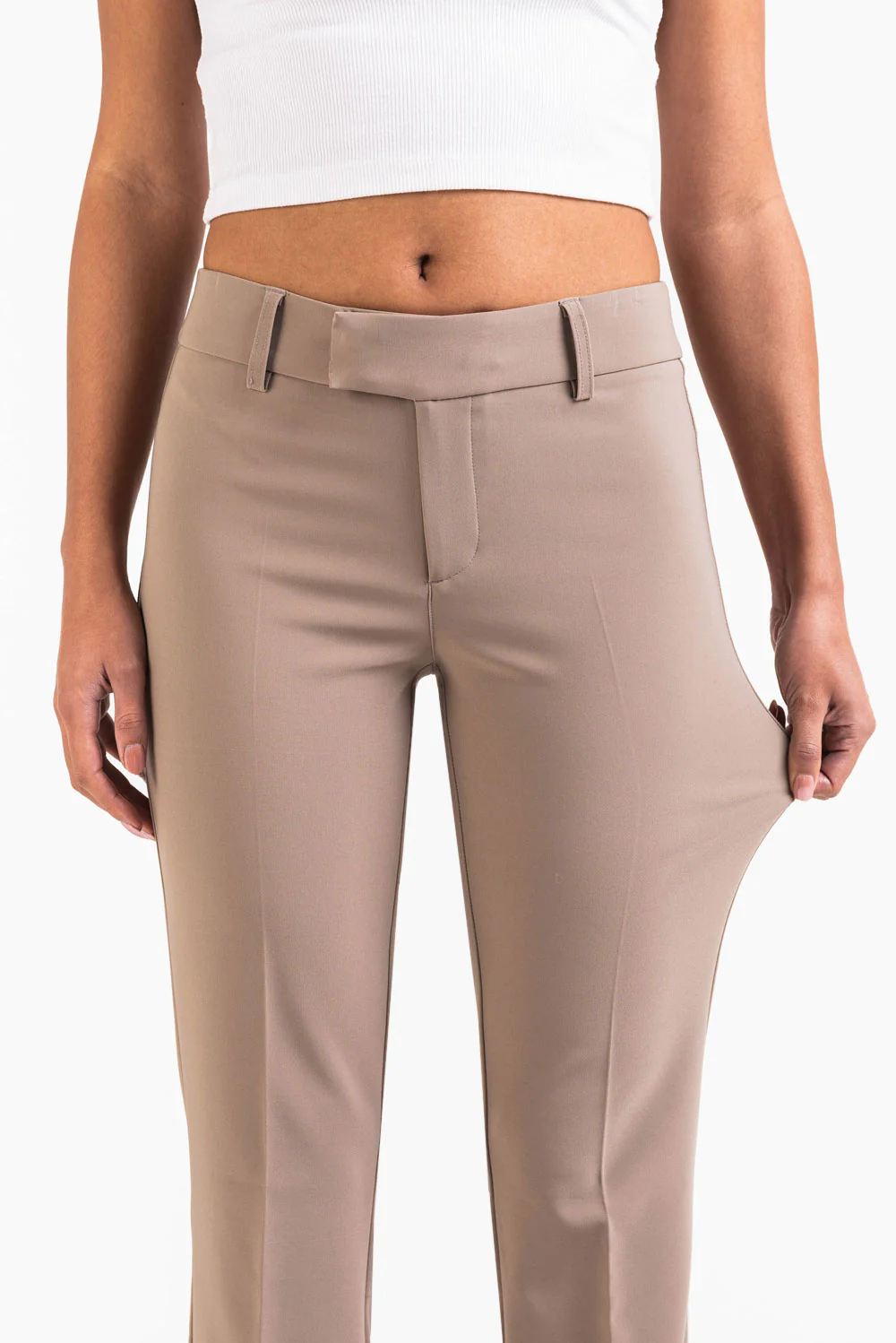 Ava 01Mid Bootcut Kostymbyxor - Beige - Image 4