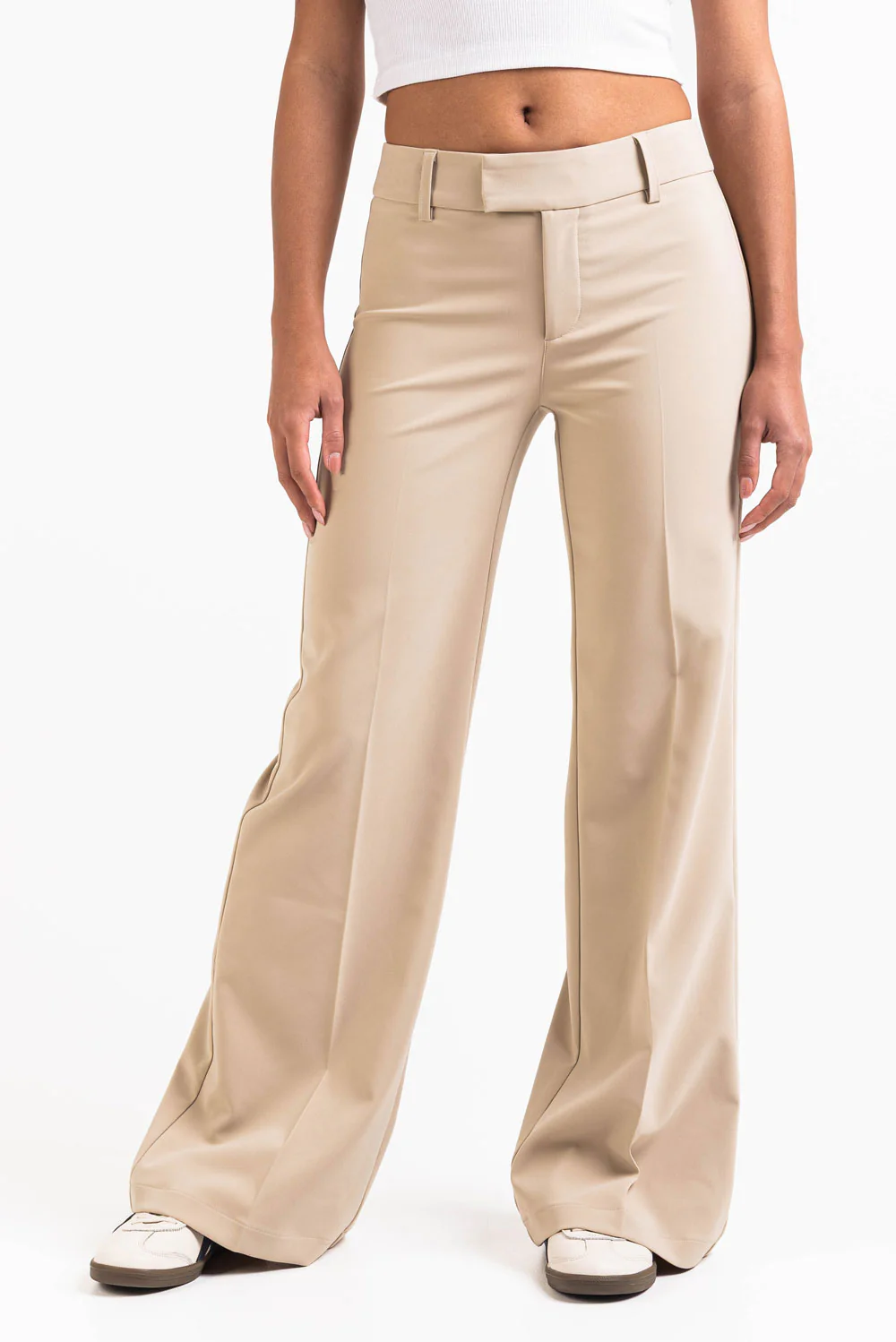 Ava 02Mid Flared Kostymbyxor - Light Beige - Image 3