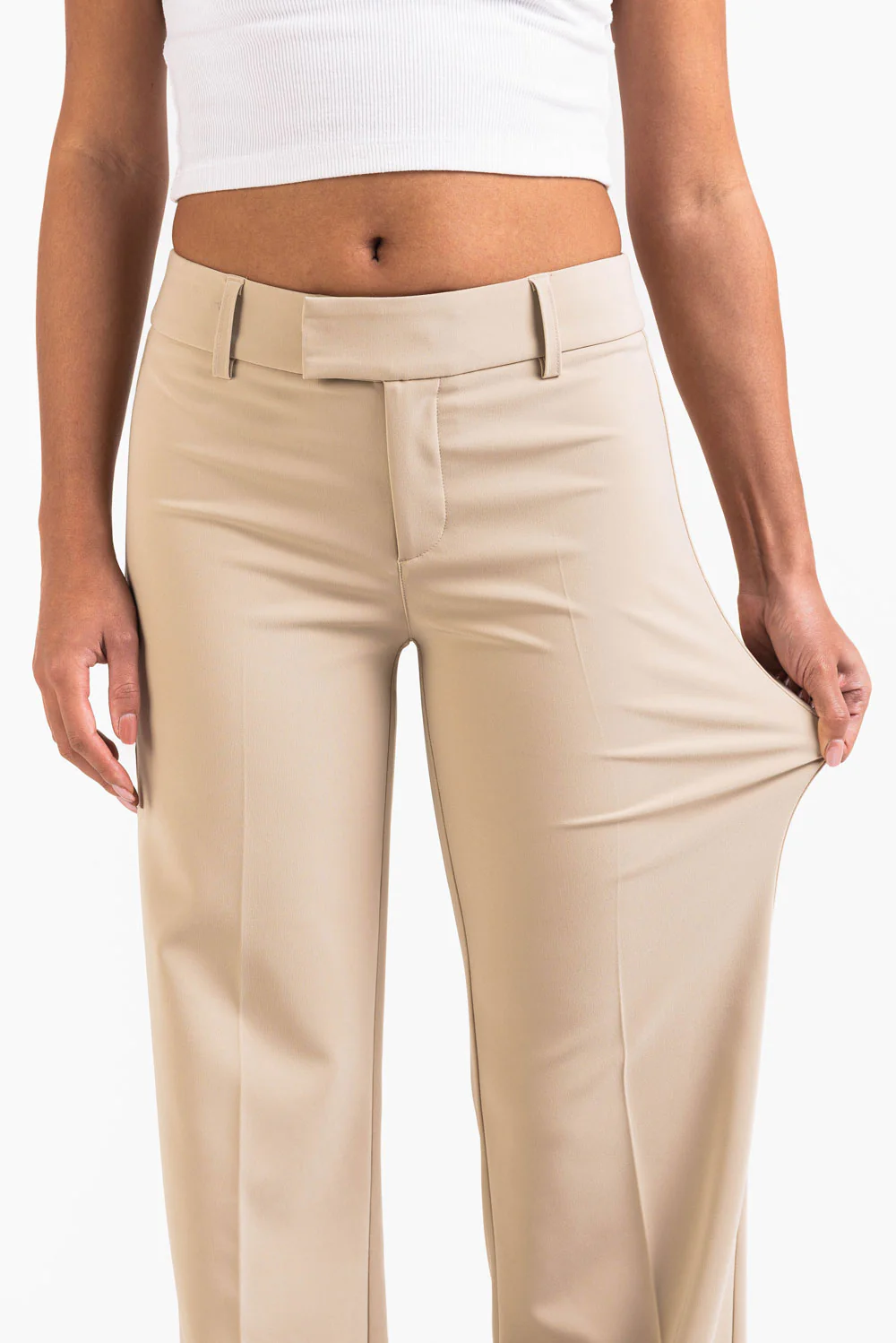 Ava 02Mid Flared Kostymbyxor - Light Beige - Image 4