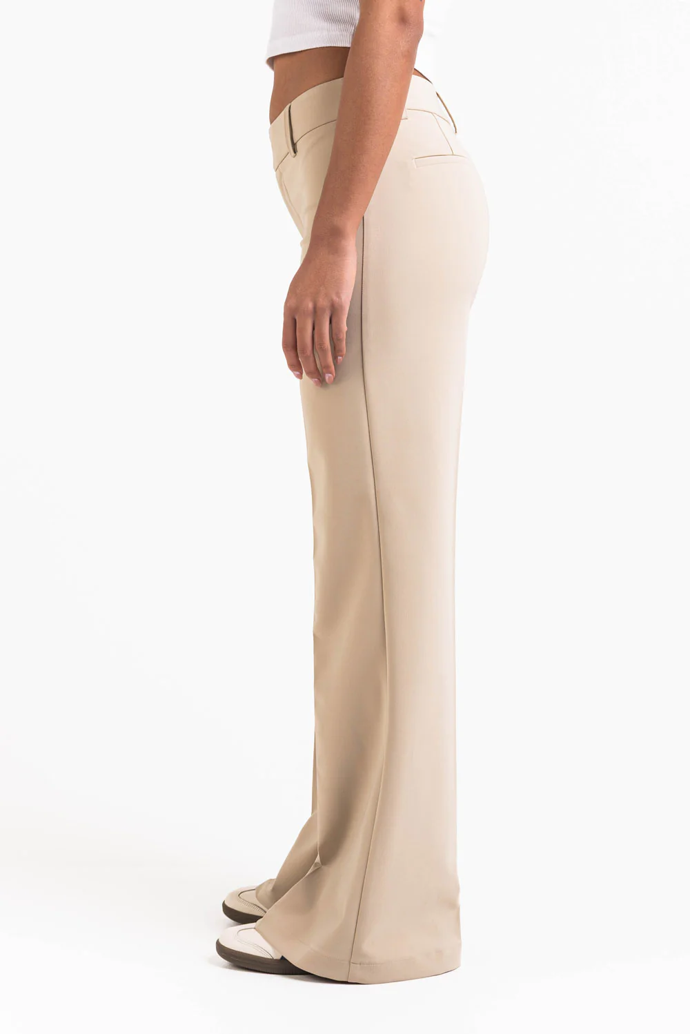 Ava 02Mid Flared Kostymbyxor - Light Beige - Image 6
