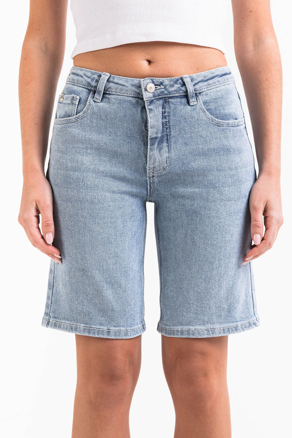 Disa 02Mid 25cm Raka Jeansshorts - Bleach Blue - Image 5