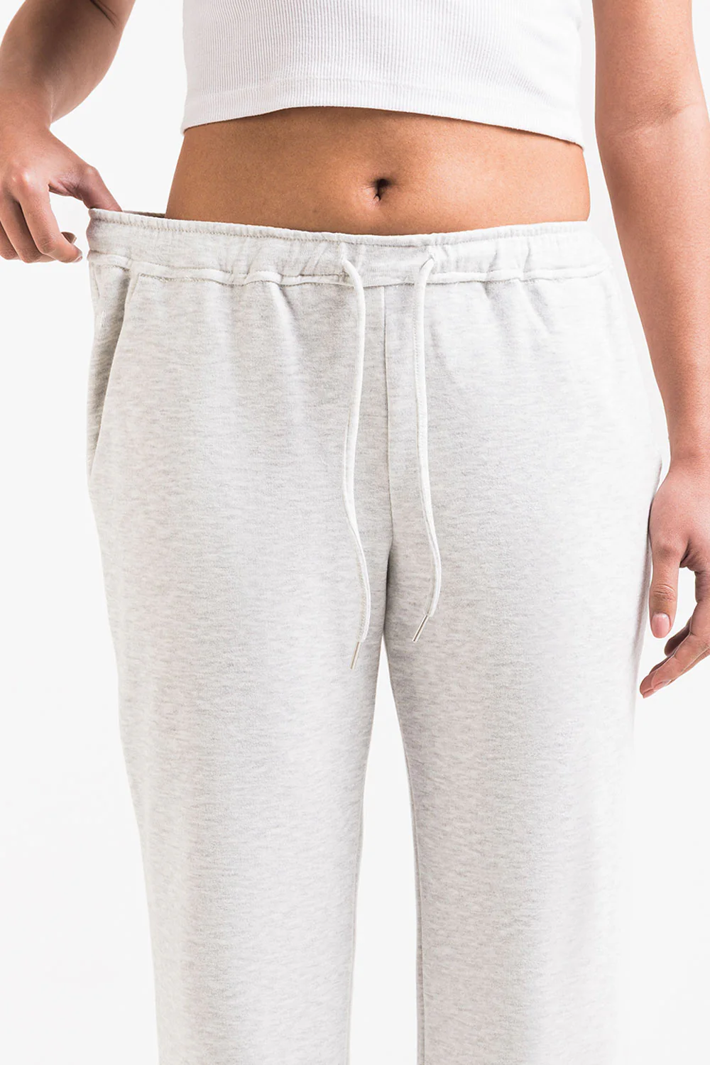 Eyla 01Mid Raka Loungebyxor - Light Grey - Image 3