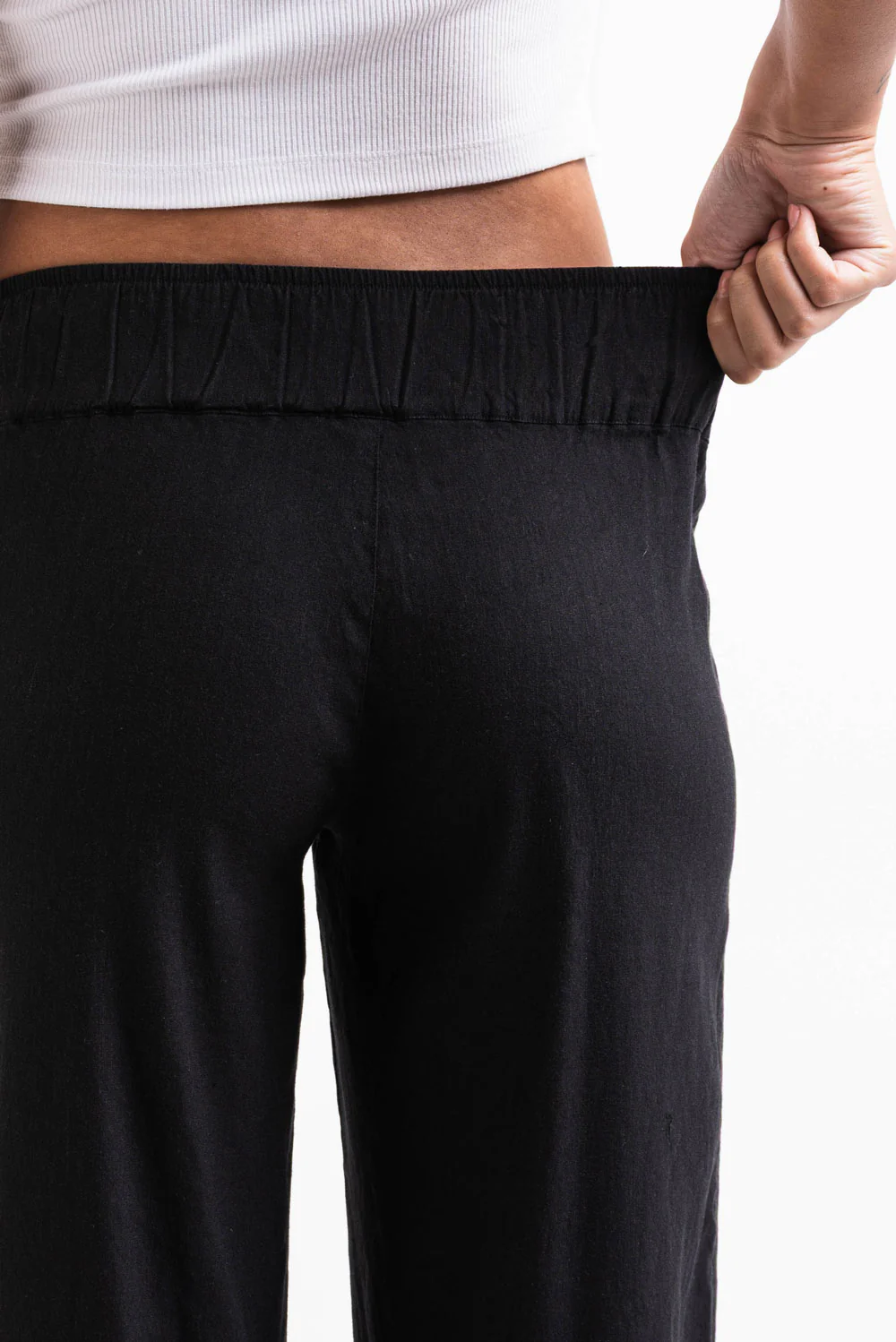 Mabel 03Low LinStretch Raka Linnebyxor - Black - Image 5
