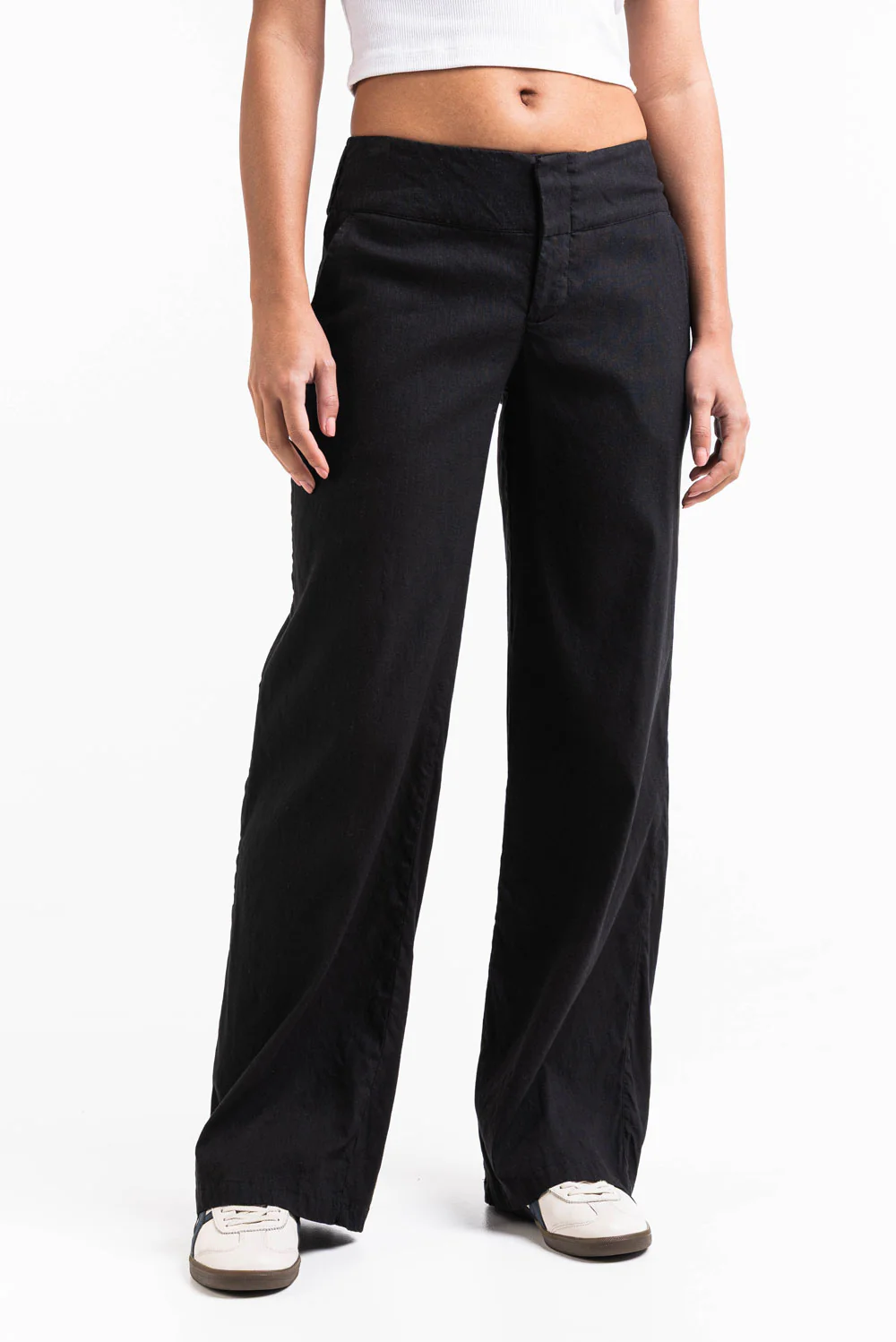 Mabel 03Low LinStretch Raka Linnebyxor - Black - Image 6