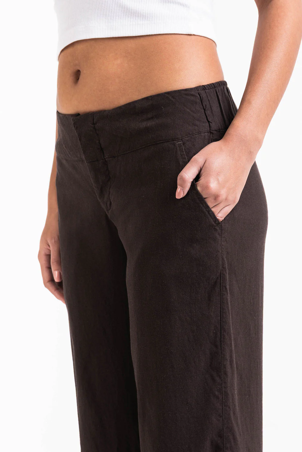 Mabel 03Low LinStretch Raka Linnebyxor - Brown - Image 4