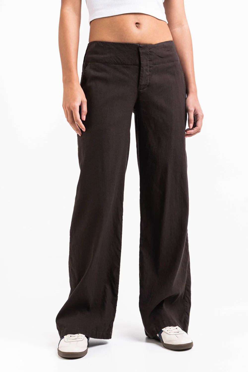 Mabel 03Low LinStretch Raka Linnebyxor - Brown - Image 5