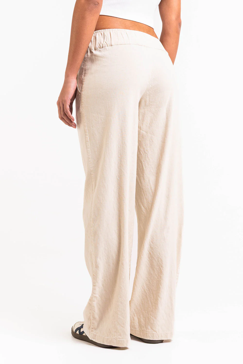 Mabel 03Low LinStretch Raka Linnebyxor - Linen Beige - Image 3