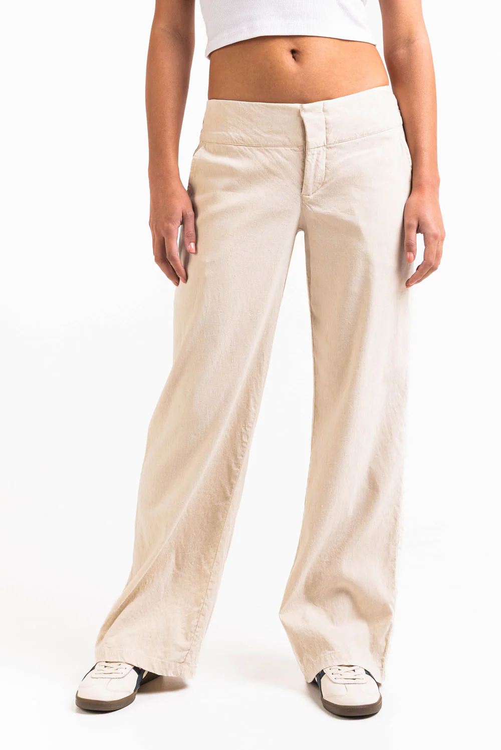 Mabel 03Low LinStretch Raka Linnebyxor - Linen Beige - Image 5