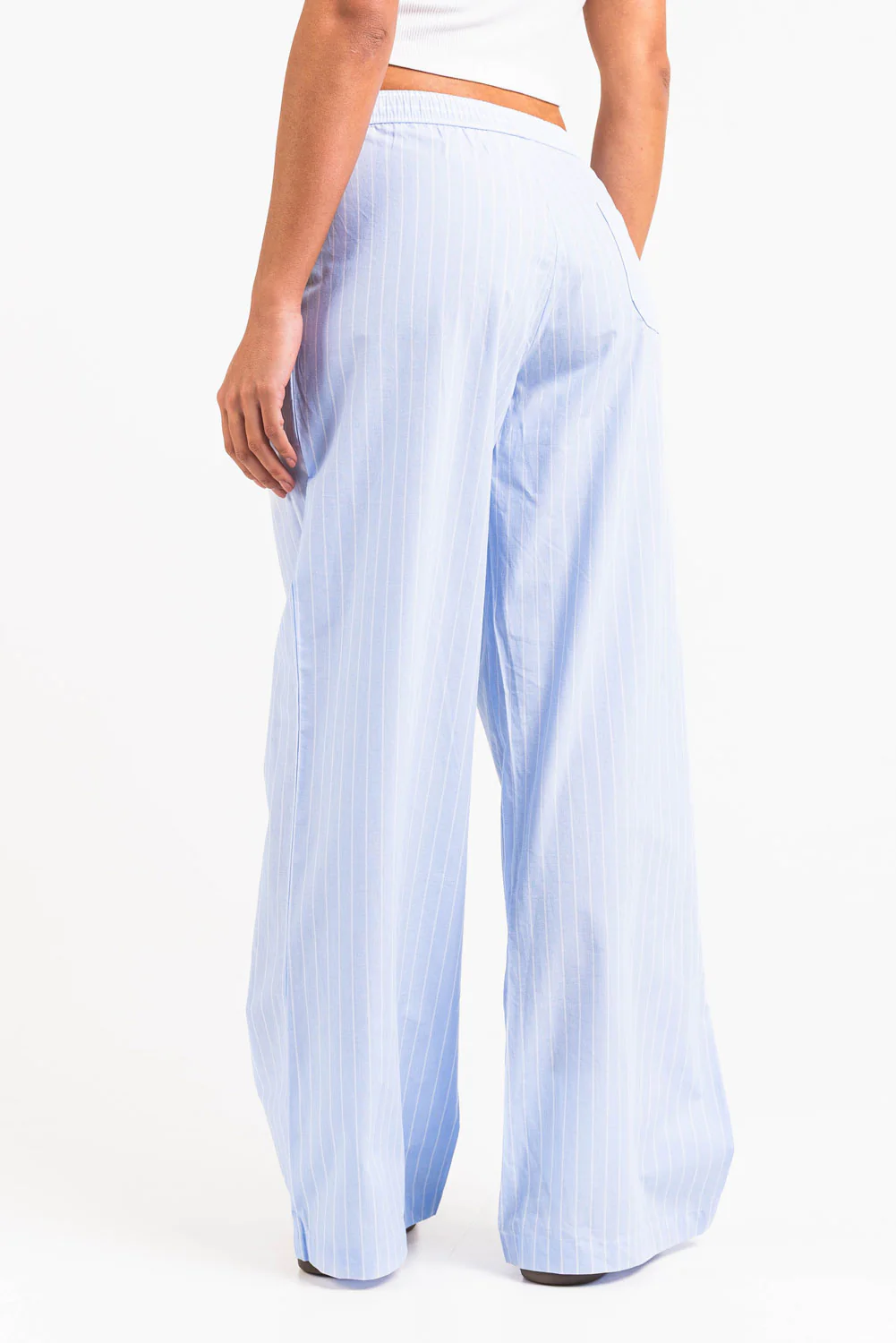 Mandy 01Mid Vida Loungebyxor - Light Blue Striped - Image 2