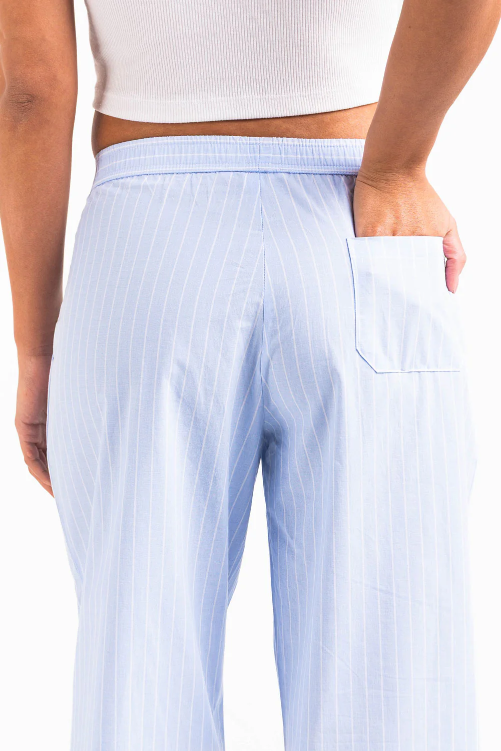 Mandy 01Mid Vida Loungebyxor - Light Blue Striped - Image 7