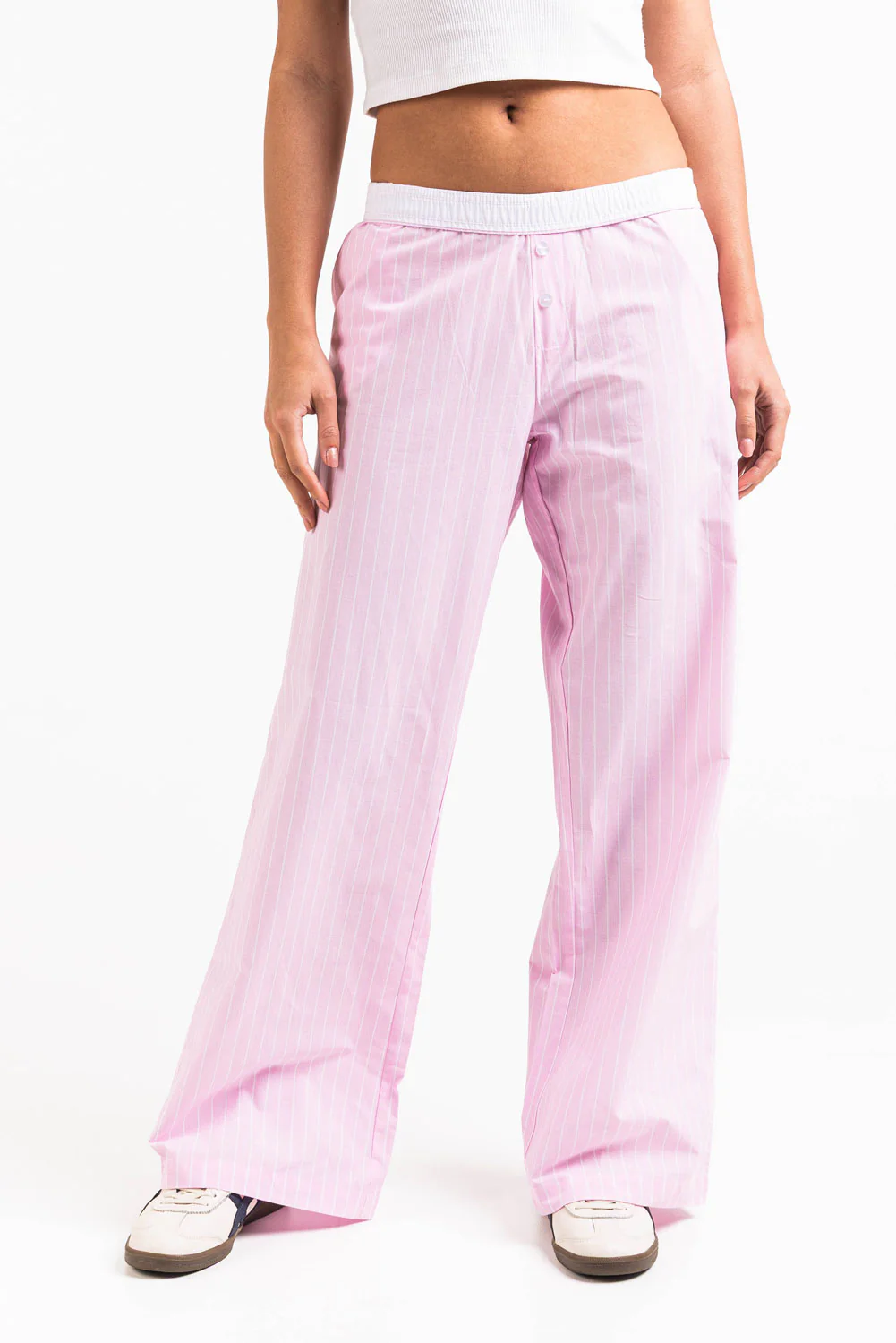 Mandy 01Mid Vida Loungebyxor - Light Pink Striped