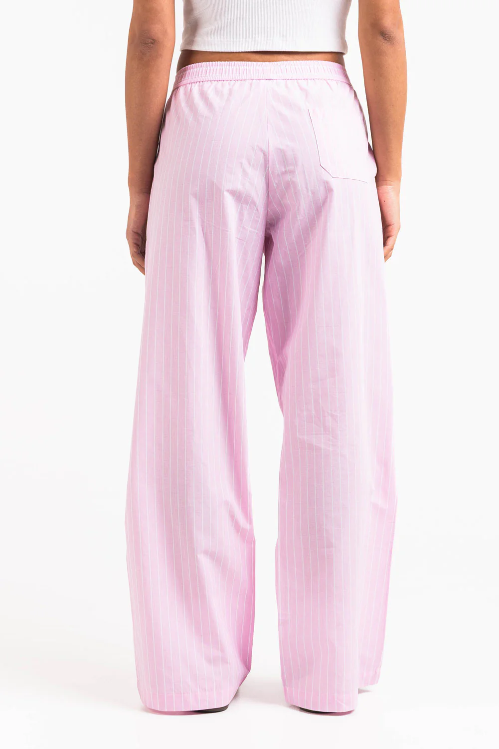 Mandy 01Mid Vida Loungebyxor - Light Pink Striped - Image 2