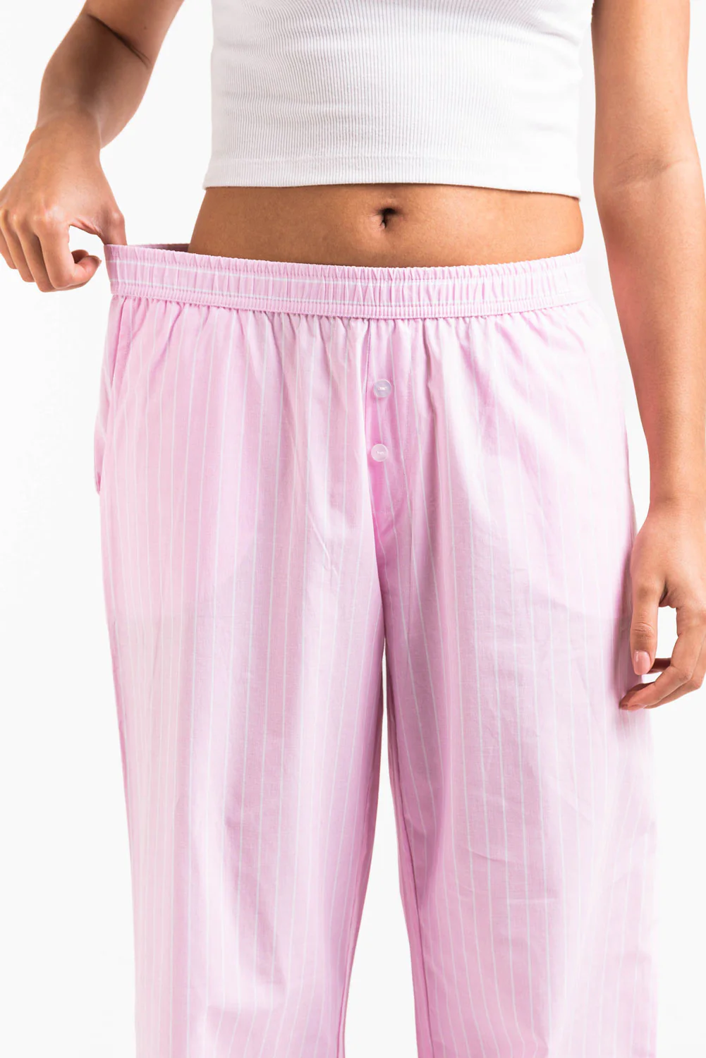 Mandy 01Mid Vida Loungebyxor - Light Pink Striped - Image 5