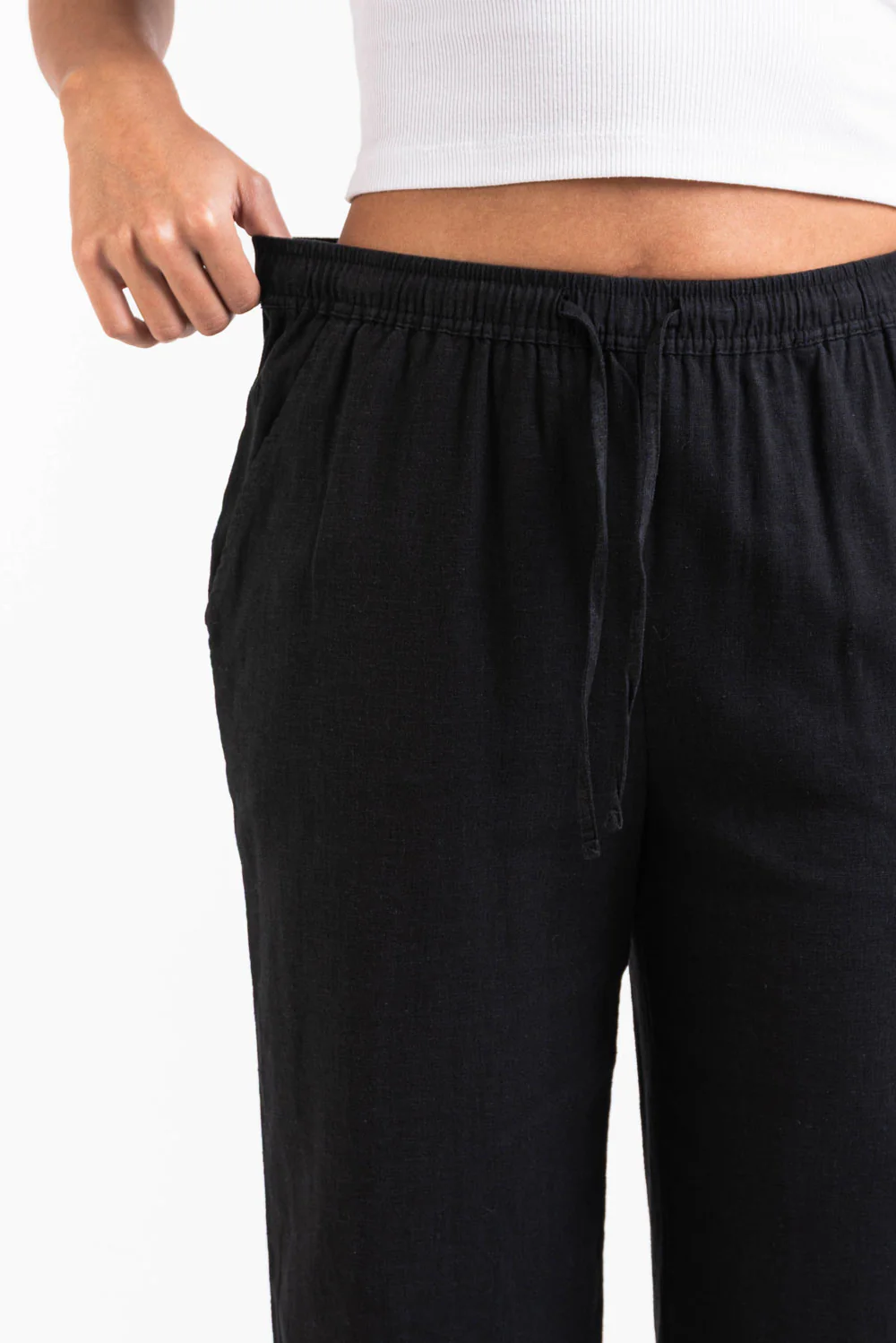 Mila 01High Raka Linnebyxor - Black - Image 3