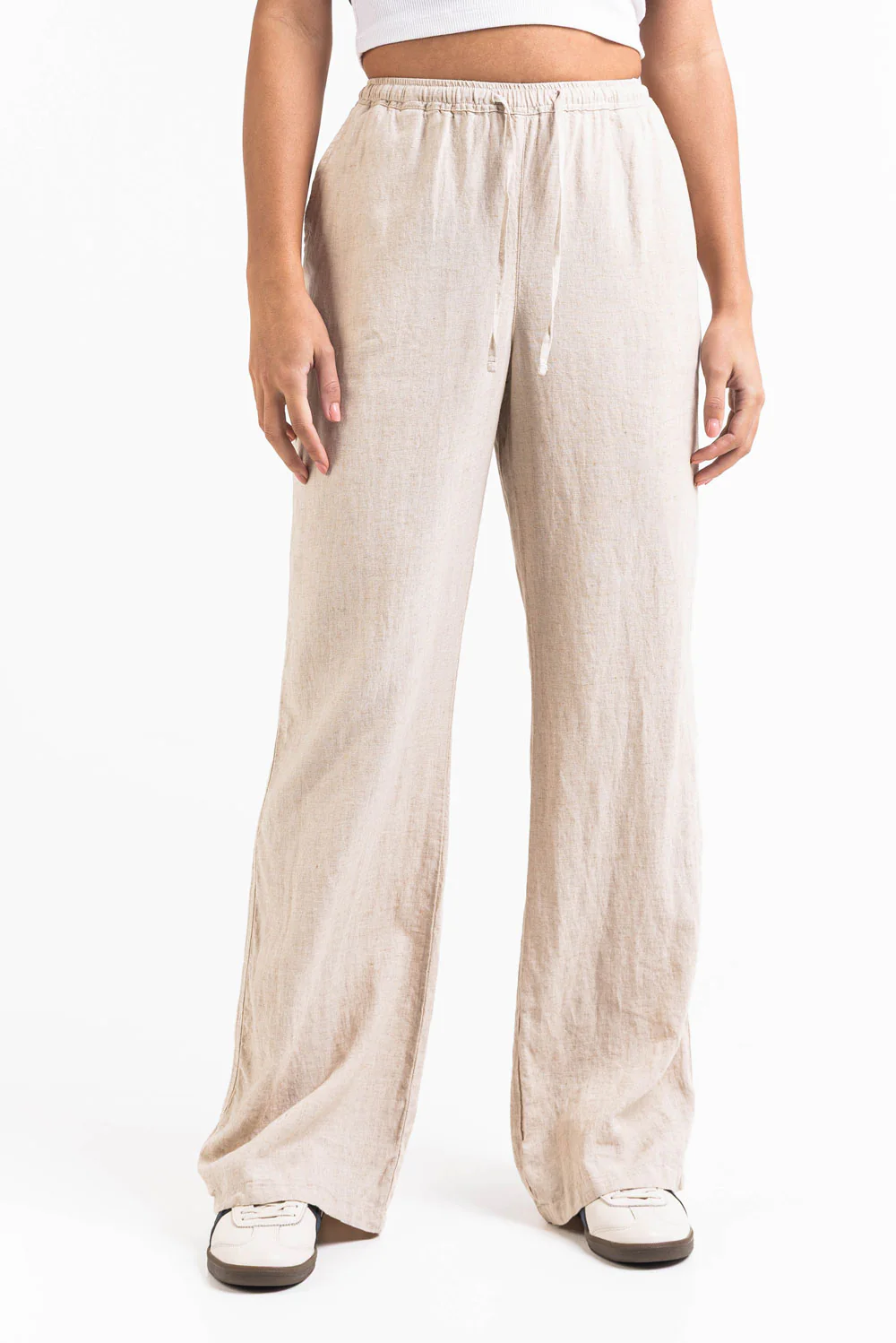 Mila 01High Raka Linnebyxor - Linen Beige