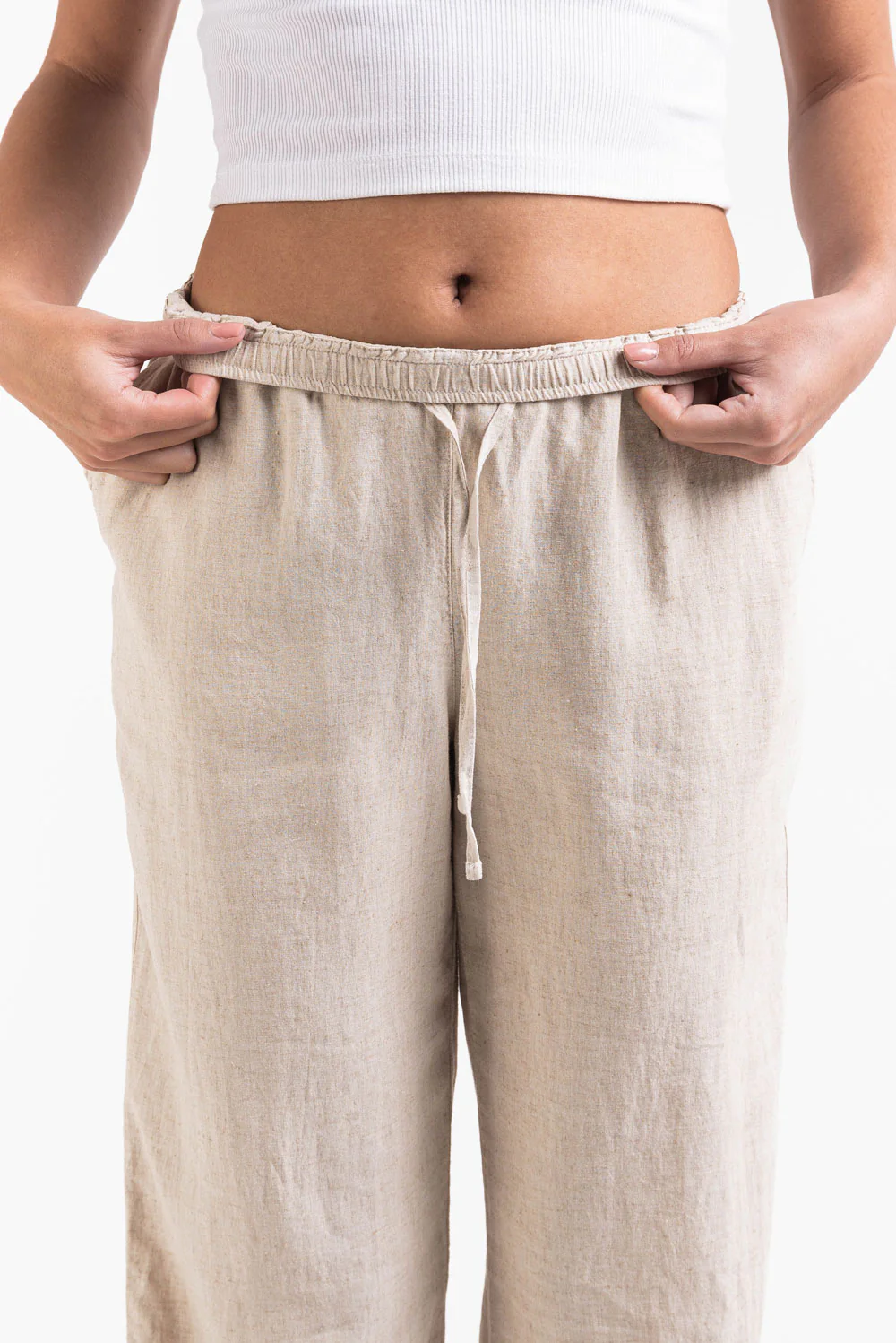 Mila 01High Raka Linnebyxor - Linen Beige - Image 5