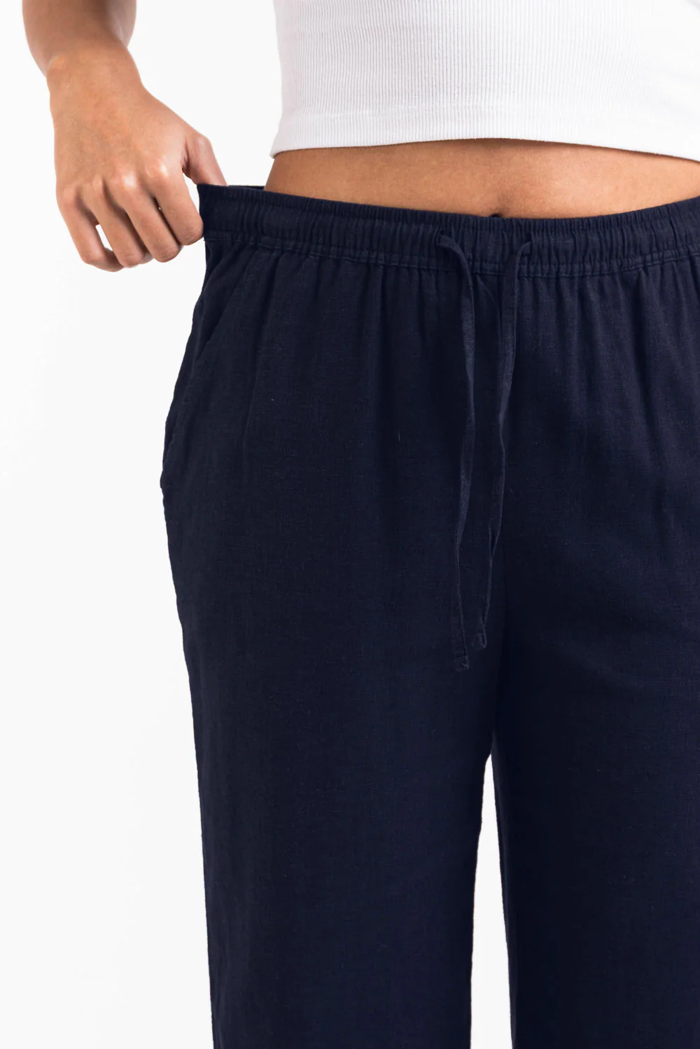 Mila 01High Raka Linnebyxor - Navy - Image 3