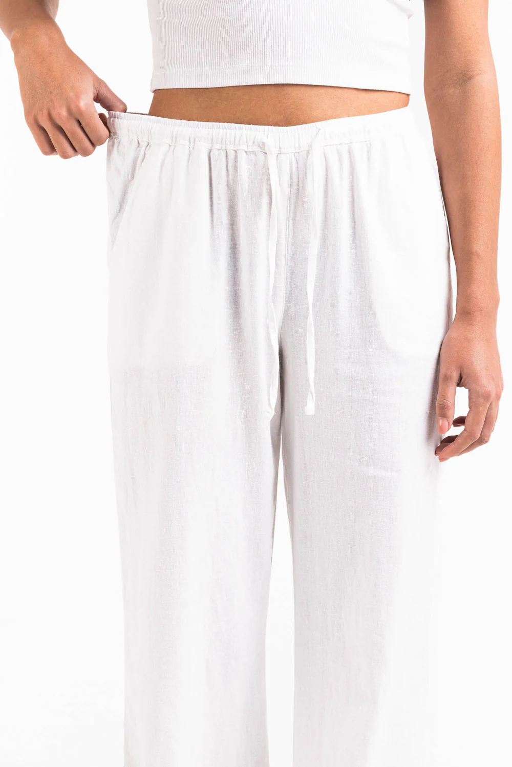 Mila 01High Raka Linnebyxor - White - Image 6