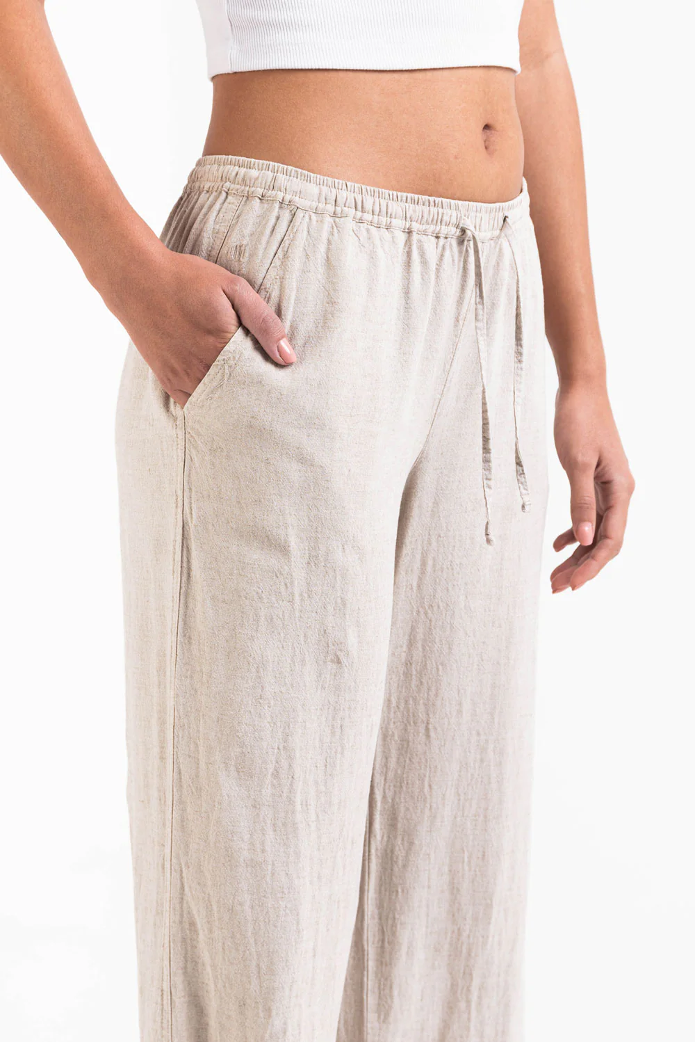 Mila 01Mid Raka Linnebyxor - Beige - Image 4