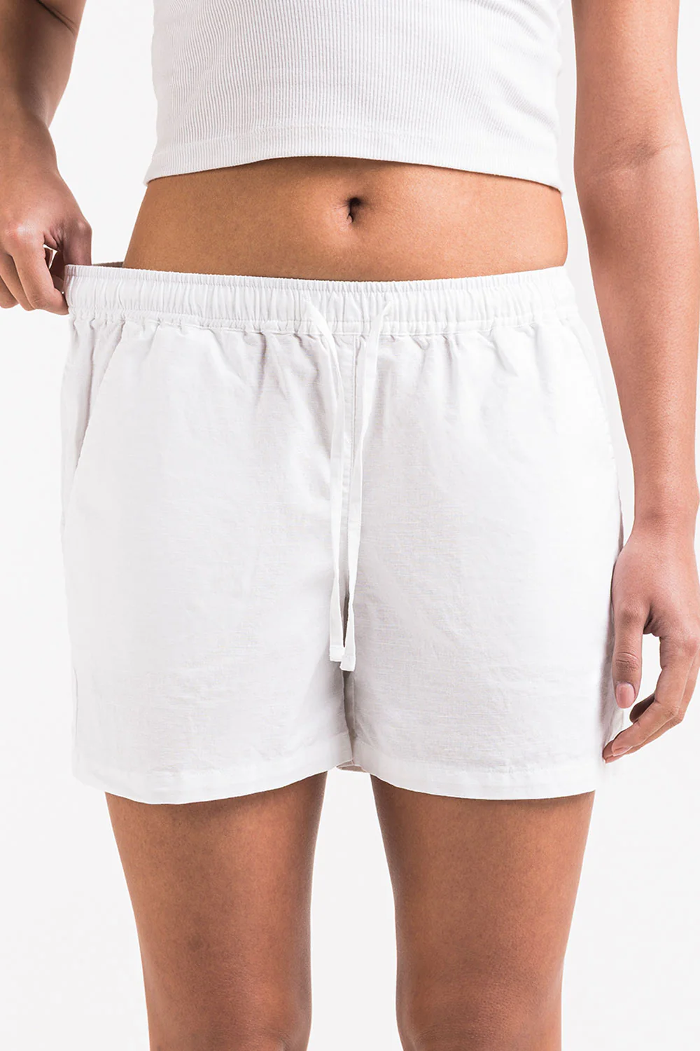 Mila 02Mid 12cm Linneshorts - White - Image 7